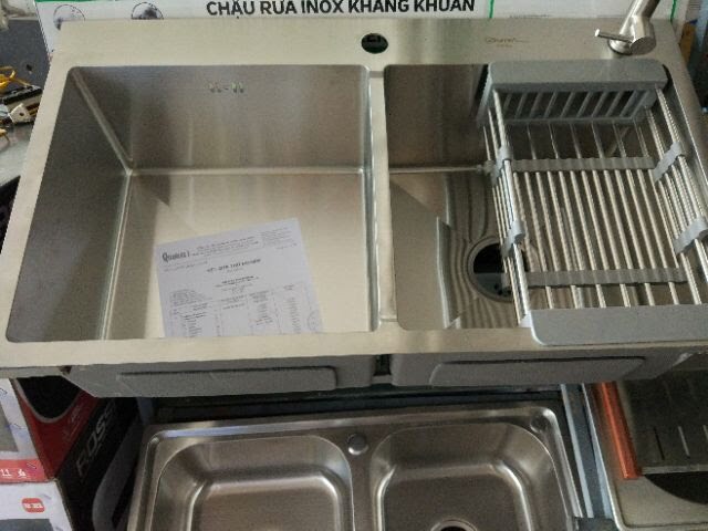 Chậu rửa bát 2 hố Puffin Inox Sus304 (hoặc 201), hàng chính hãng, chất lượng cao bảo hành 5 năm
