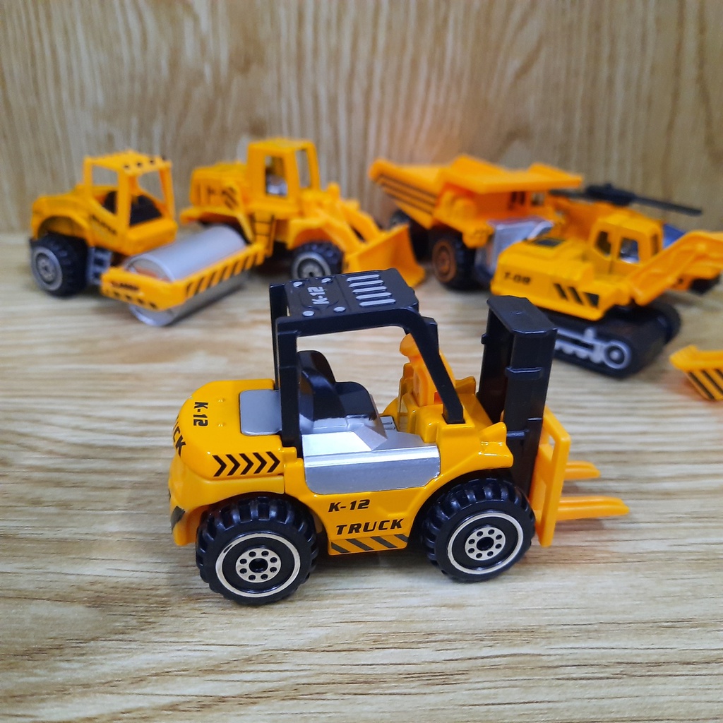 Đồ chơi trẻ em bộ Xe ô tô công trình die cast các loại bằng hợp kim và nhựa tỉ lệ 1:64 Bộ 6 chiếc