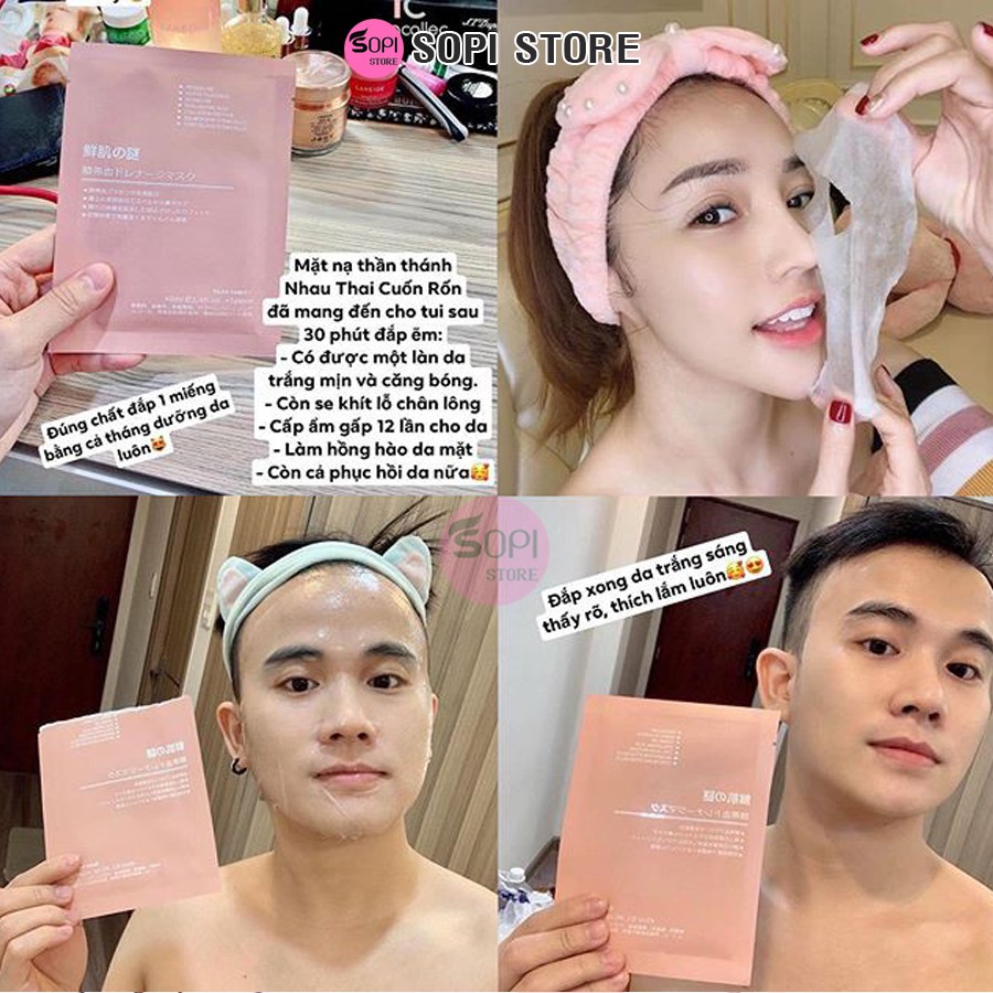 Mặt nạ nhau thai cừu cuống rốn tế bào gốc Nhật Bản Rwine beauty stem cell placenta mask - Sopi Store