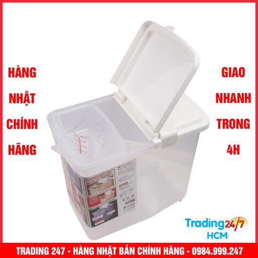 [Giao hàng HCM - 4h ] Thùng gạo 10kg nắp bật có bánh xe Nội địa Nhật Bản