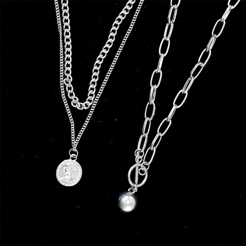 Vòng cổ dài nhiều lớp thun tay ngắn phong cách hip hop Hàn Quốc dành cho nam và nữ