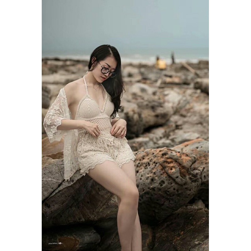 set 3 chi tiết bi-kini, set đi biển, bikini đi biển cho nữ