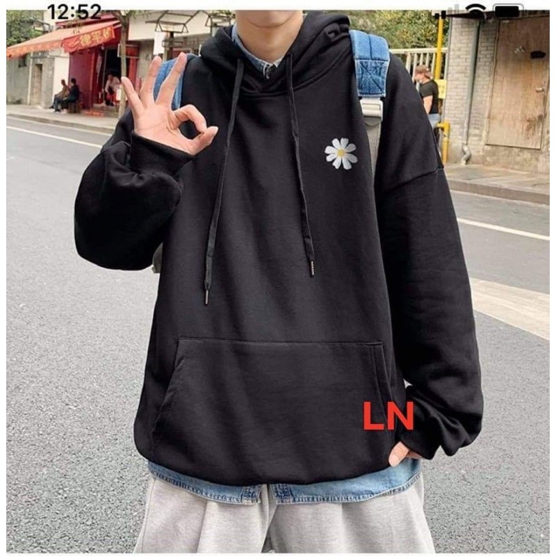 Áo hoodie lô gô hoa cúc nhị vàng LN12