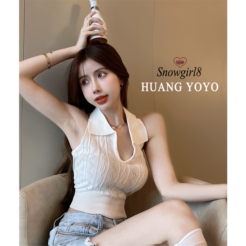 Áo Dệt Kim Sát Nách Hở Lưng Màu Trơn Thời Trang Hàn Quốc Cho Nữ