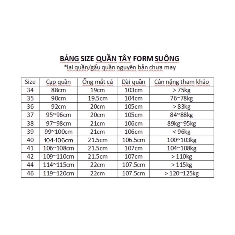 Quần tây nam đen size từ nhỏ đến BIGSIZE < 120kg