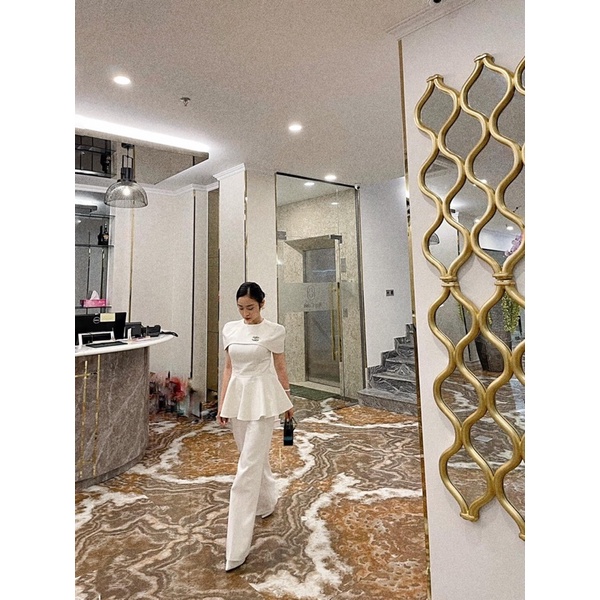 ÁO THIẾT KẾ PEPLUM CẦU VAI QUẦN SUÔNG THIẾT KẾ ĐI TIỆC