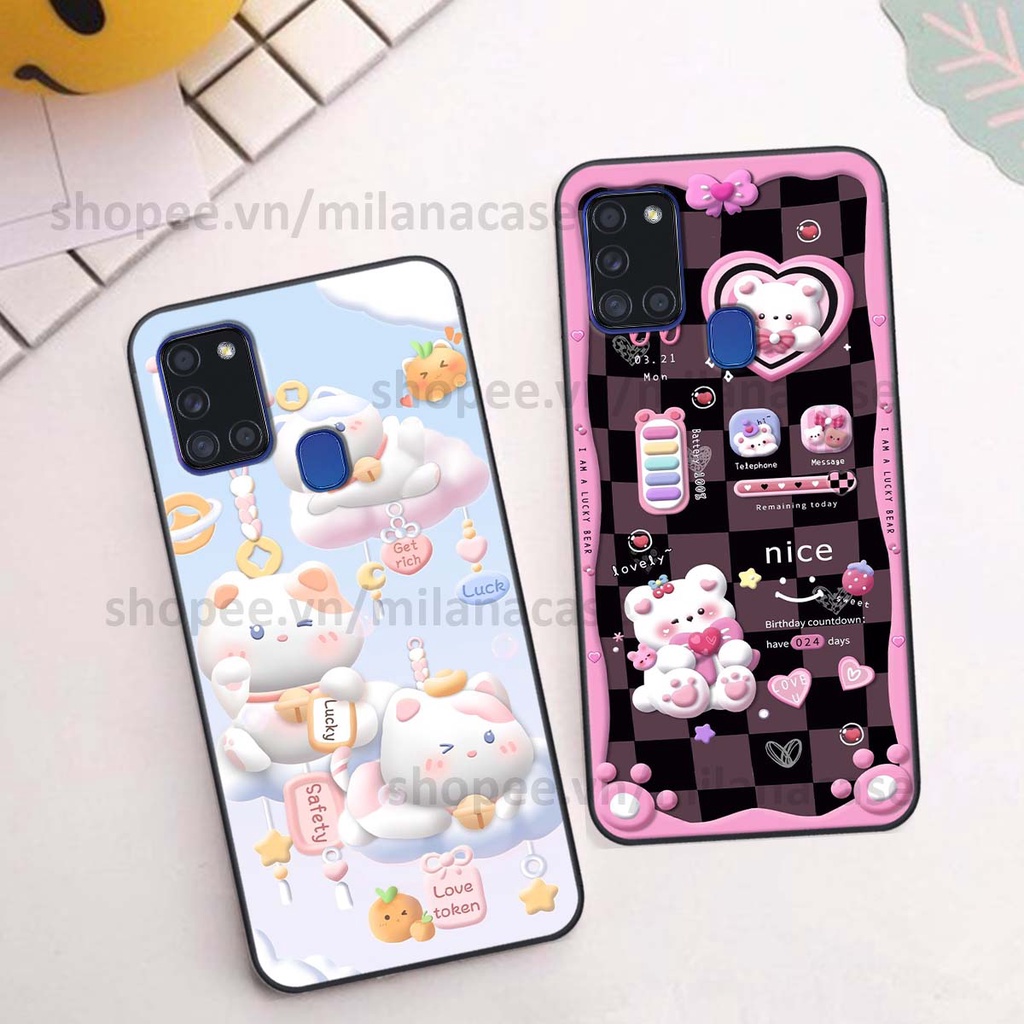 Ốp Samsung A21s hình đồng hồ icon gấu mèo cute cực dễ thương ngộ nghĩnh
