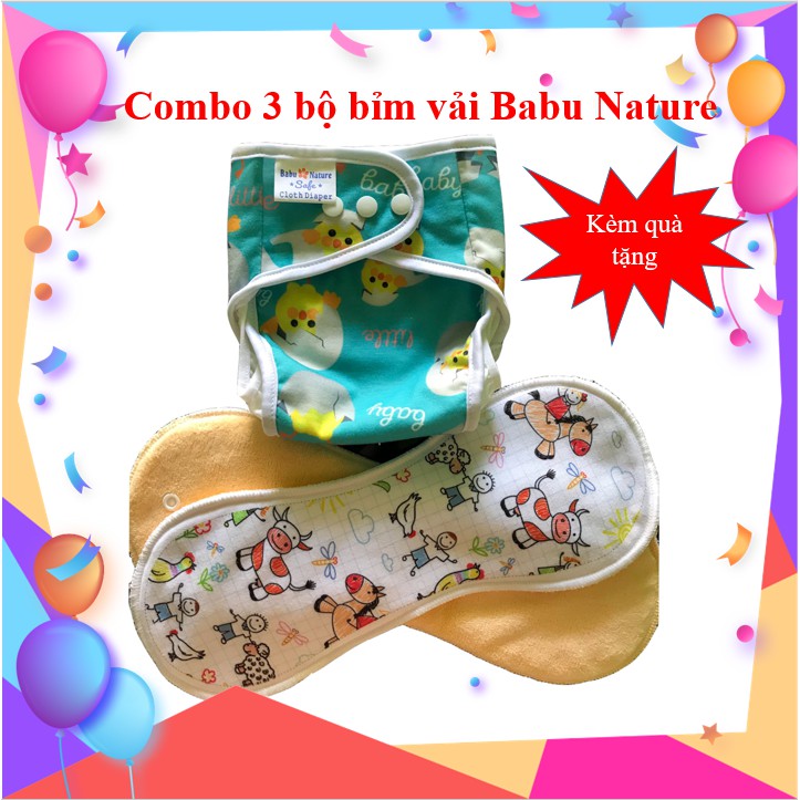 (3QUẦN + 6LÓT)Bộ Bỉm vải Babu Nature chống hăm SIZE M,SIZE L