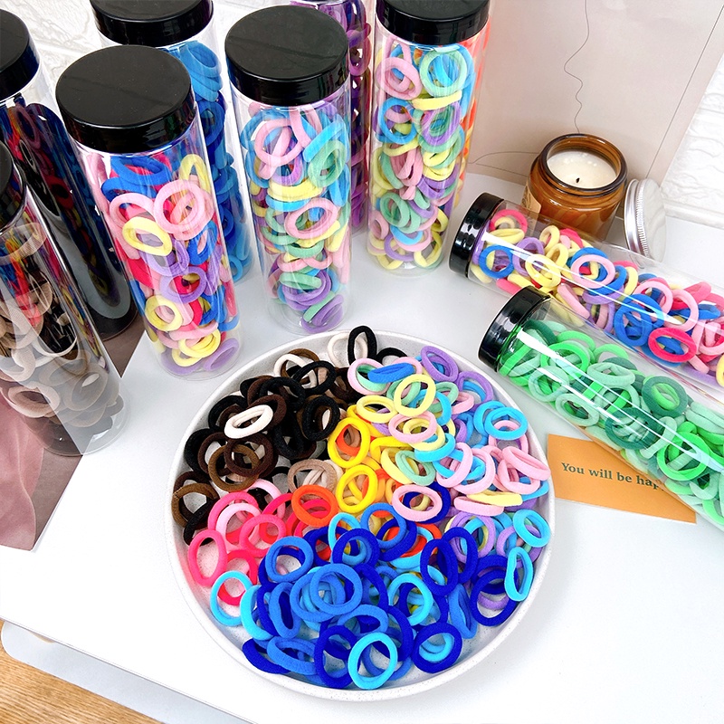 Set 100 Dây Buộc Tóc Cao Su Co Giãn Dễ Thương Phong Cách Hàn Quốc Cho Bé Gái 2022