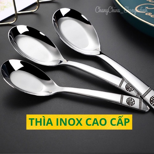 Thìa chữ PHÚC ăn cơm phở cháo inox thép CAO CẤP dày đẹp sáng bóng - BANGGE