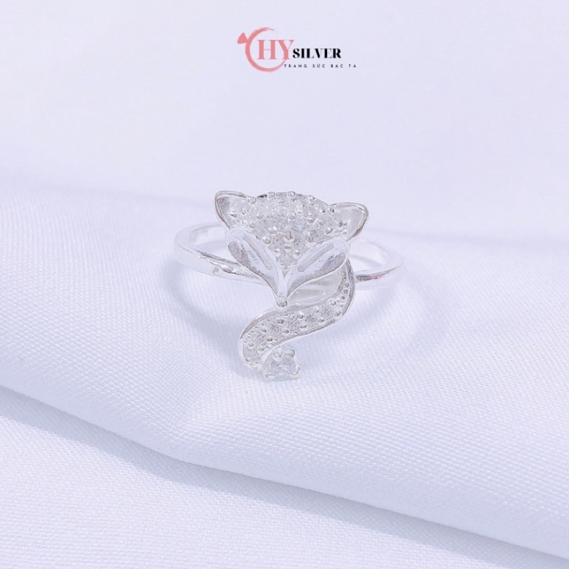 Nhẫn bạc ta hồ ly đính đá nhẫn nữ bạc thật nhẫn cáo may mắn tình duyên