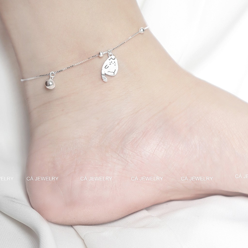 Vòng tay vòng chân lắc tay lắc chân nữ bạc s925 mèo mập và chuông cute Cá jewelry | BigBuy360 - bigbuy360.vn