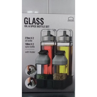 Bộ 4 Hũ Đựng Gia Vị Thủy Tinh Kèm Khay Lock&Lock LLG702