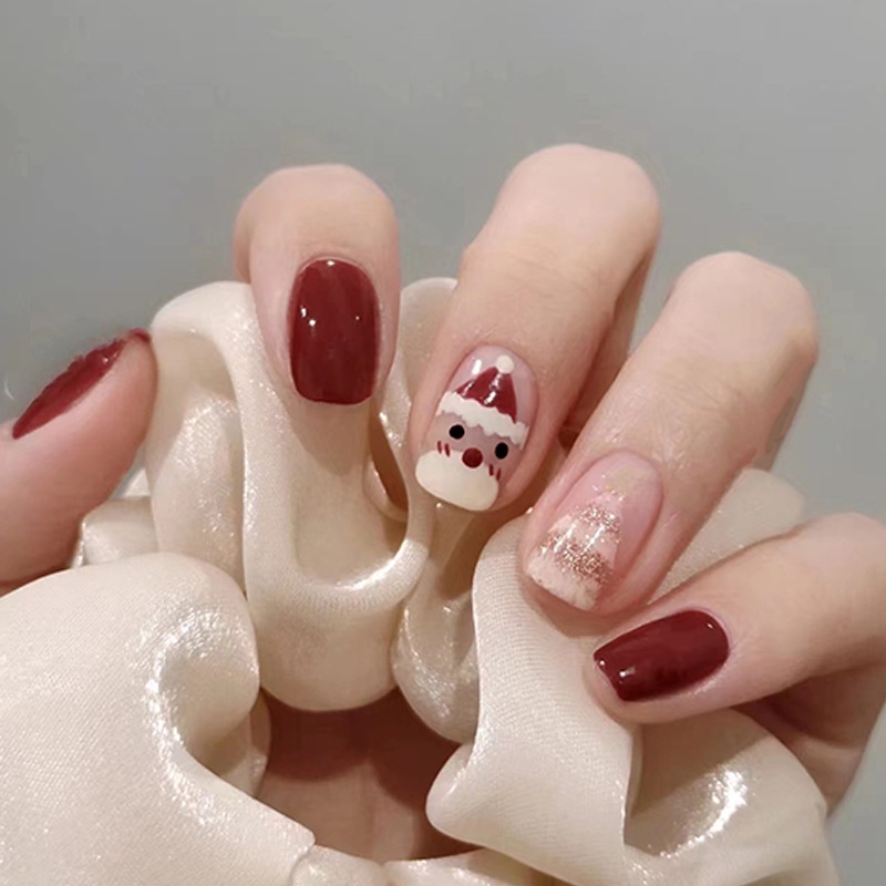 Hộp 24 Móng Tay Giả Hình Vuông Màu Đỏ R612
