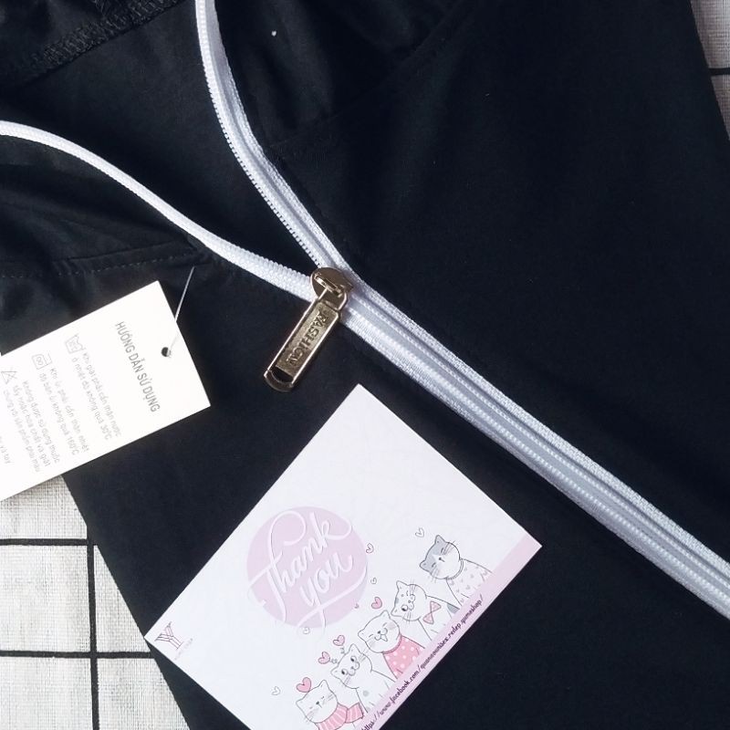 Áo thun tay lỡ unisex form rộng overtee zip chéo phong cách Hàn Quốc