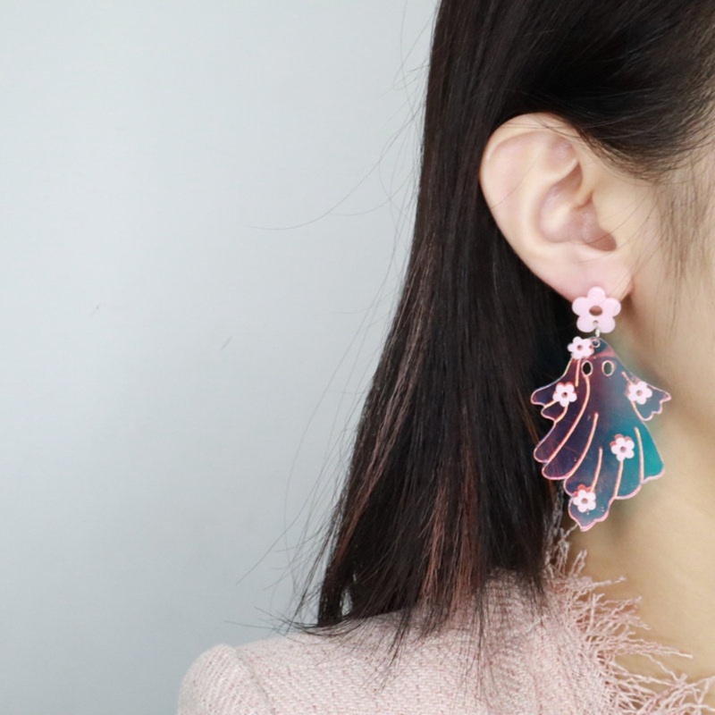 Bông Tai Acrylic Hình Ma Thay Đổi Màu Sắc Thời Trang