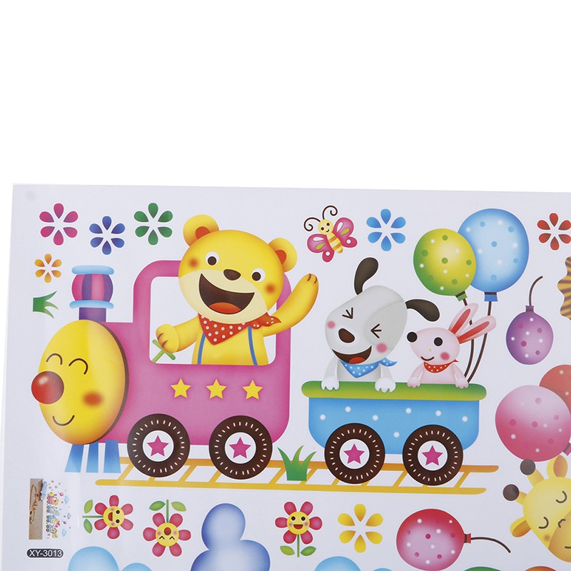 newhopetree Animals DIY Train Wall Sticker for Kids Baby Room Nursery Home Decor Mural Art