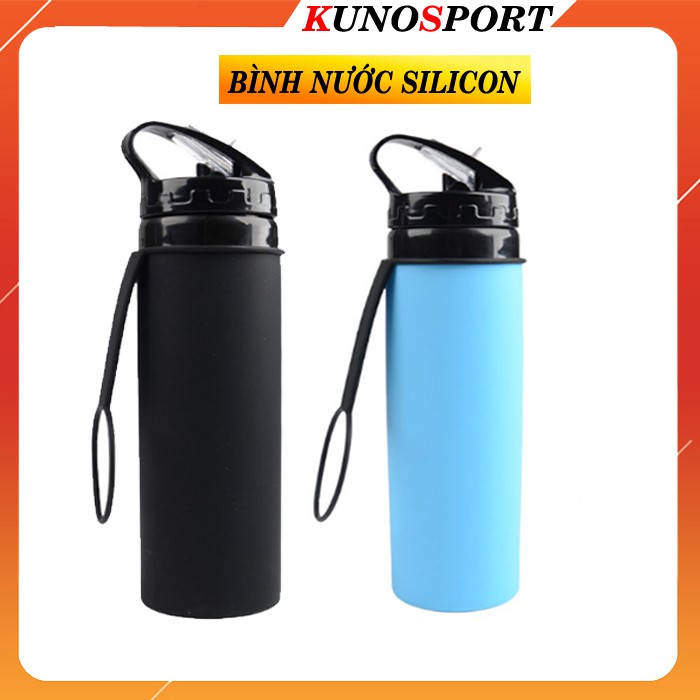 Bình đựng nước Silicon  Kuno sport 610ml gấp gọn chuyên dụng phượt gym