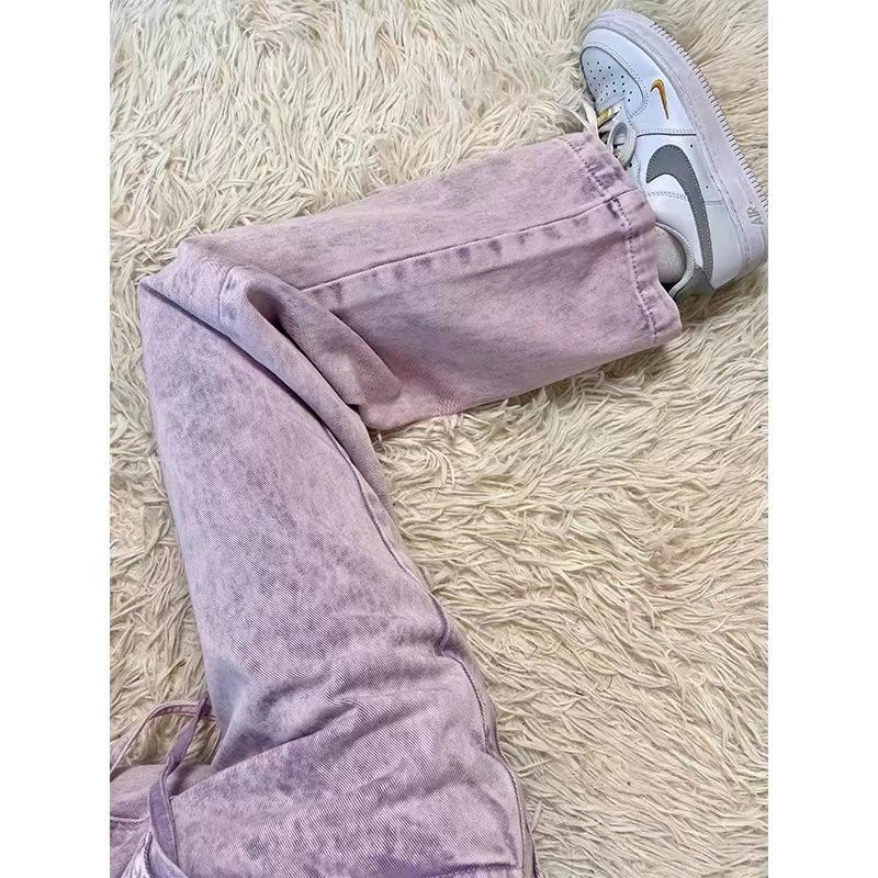 Quần jeans nữ suông rộng trendy cạp cao phong cách đường phố Mỹ 2022