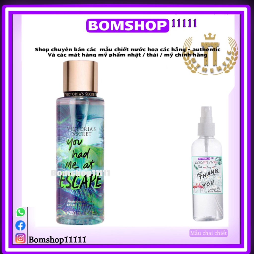 VICTORIA'S SECRET Xịt Thơm Toàn Thân Body Mist - You had me at Escape 250ml