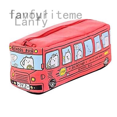 Lanfy1 Túi vải canvas đựng bút hình xe buýt dễ thương