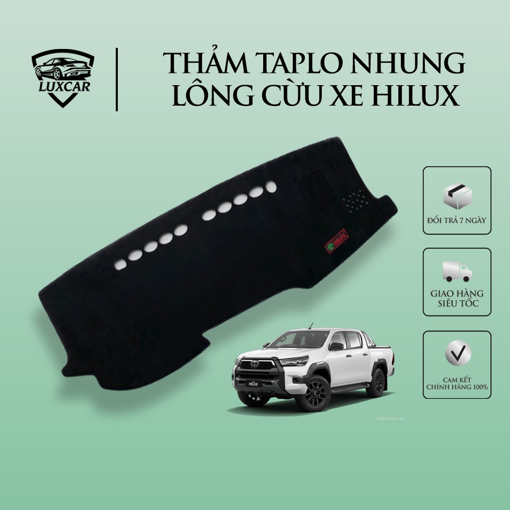 Thảm taplo nhung lông cừu LUXCAR xe TOYOTA HILUX | Đế cao su cao cấp chống nóng,chống trượt