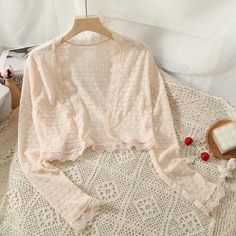 Áo Khoác Cardigan Ren Mỏng Dáng Ngắn Thời Trang Mùa Hè Dành Cho Nữ