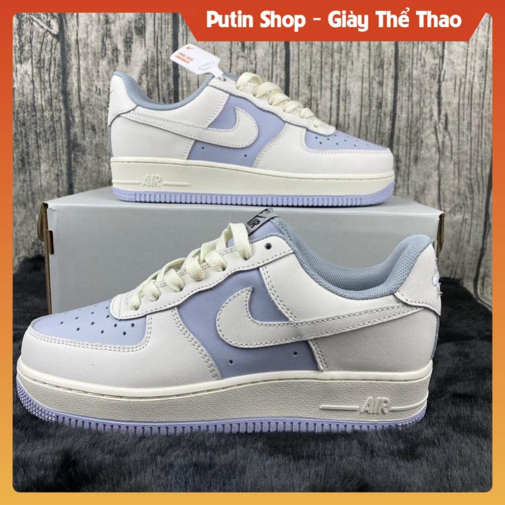 Giầy AF1 trắng xanh kem cao cấp ,Giày thể thao air force 1 trắng tím nam nữ full b