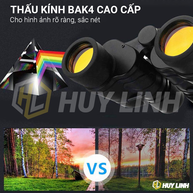 Ống nhòm 2 mắt Binoculars Night Vision 60x60 HD 3000m - Hỗ trợ tầm nhìn đêm