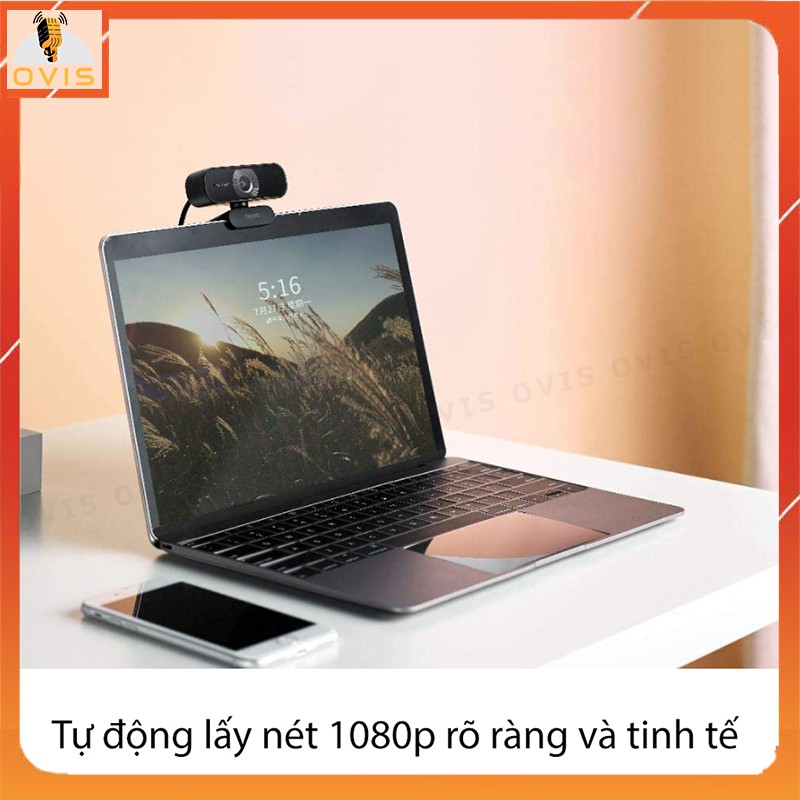 Rapoo C260 - Webcam Họp Trực Tuyến Phân Giải HD 1080p, Góc Siêu Rộng 95°, Tự Động Lấy Nét, Giảm Tiếng Ồn Kép