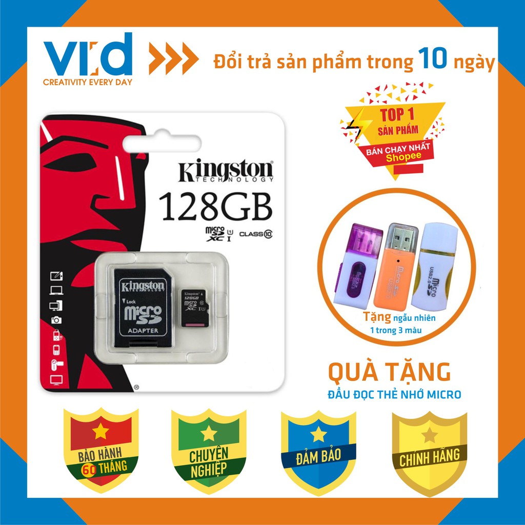 [QUÀ TẶNG] Thẻ Nhớ KINGTON MICRO SDHC 128GB - Bảo hành 5 năm.