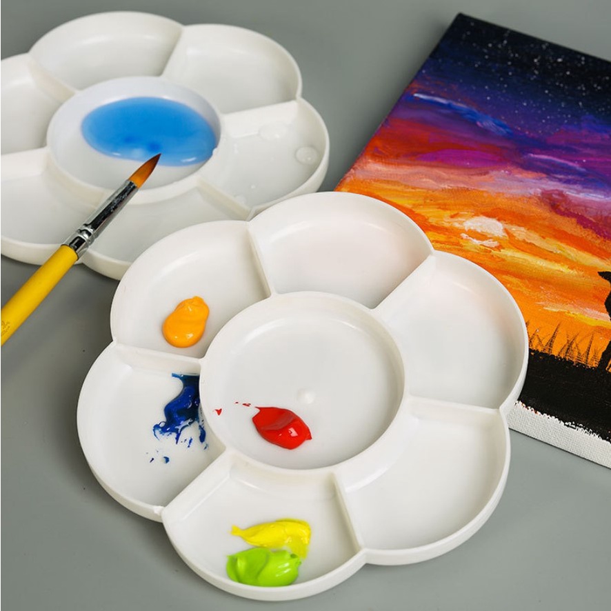 Khay Pha Màu - Palet Hình Hoa Đào Trắng, Pallet Pha Màu Nước, Màu Bột, Acrylic