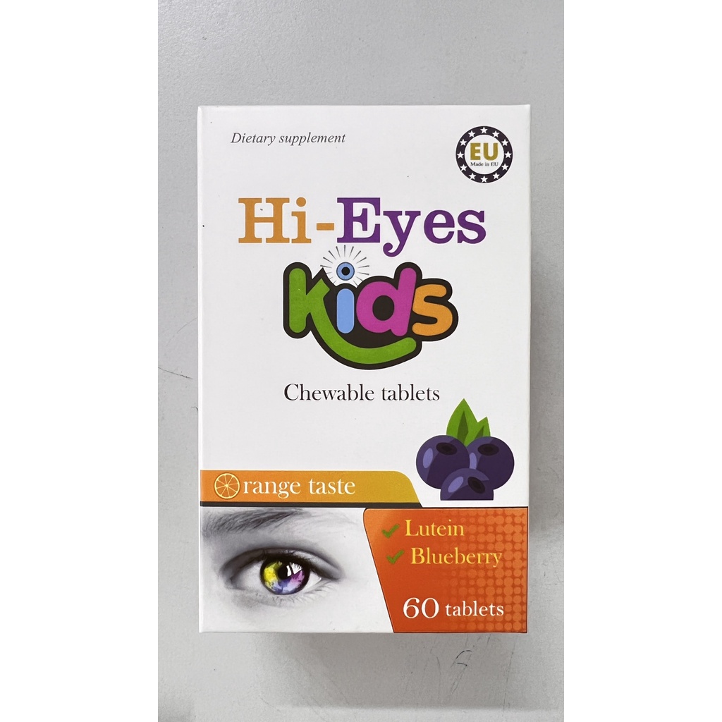 Viên nhai Hi eyes.giúp bảo vệ mắt khỏi bị cận thị viễn thị.suy giảm thị lực.khô mỏi mắt trẻ từ 2 tuổi.suckhoechomoinha