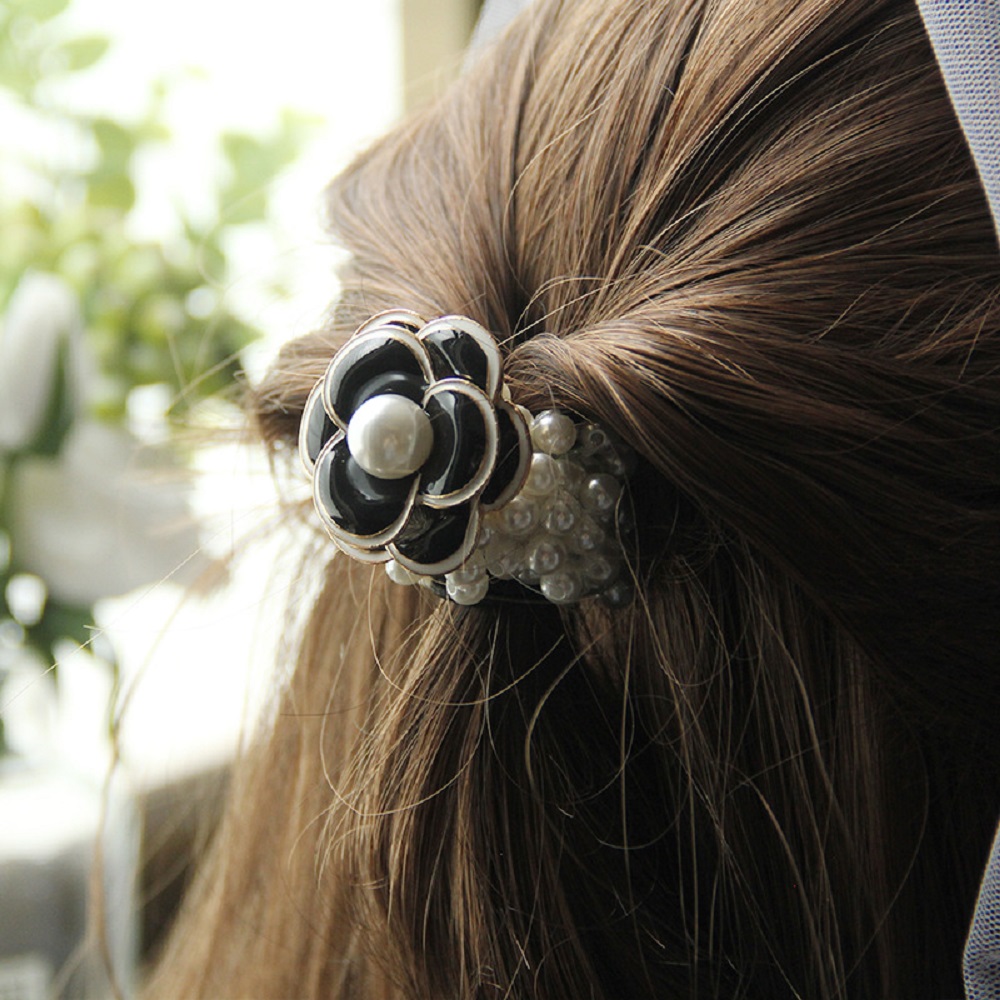 Dây Buộc Tóc Trang Trí Hoa Và Ngọc Trai Xinh Xắn Cho Nữ
