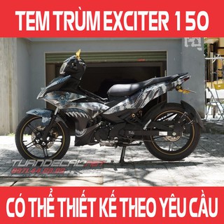 Tem Trùm Exciter 150 Rỉ sét Xanh Xám Đẹp - Đổi màu sắc và họa tiết theo yêu cầu