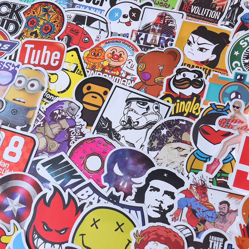 Set 100 sticker họa tiết graffiti để trang trí ván trượt/laptop/vali/đàn ghi ta/xe hơi