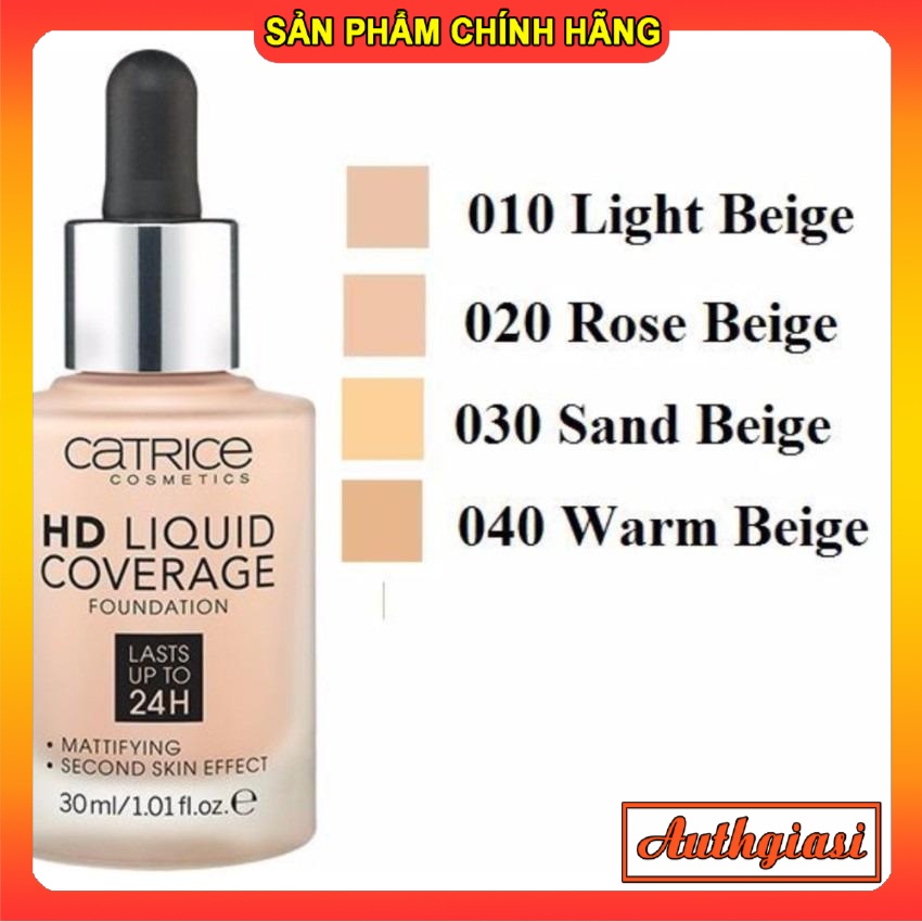 Kem nền kiềm dầu Catrice HD 24h Liquid Coverage Foundation che phủ tốt [Mẫu Mới 2019]