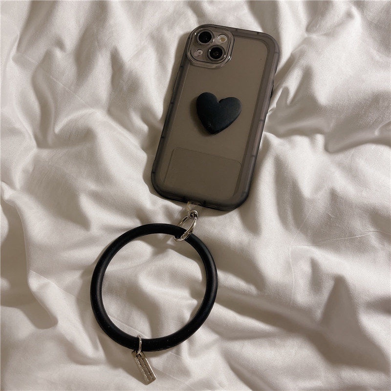 Ốp Điện Thoại Silicon Mềm Thiết Kế Trái Tim 3d Kèm Dây Đeo Cho IPhone 12 13 11 Pro Max X Xs Max Xr 7 8 Plus Rmm844