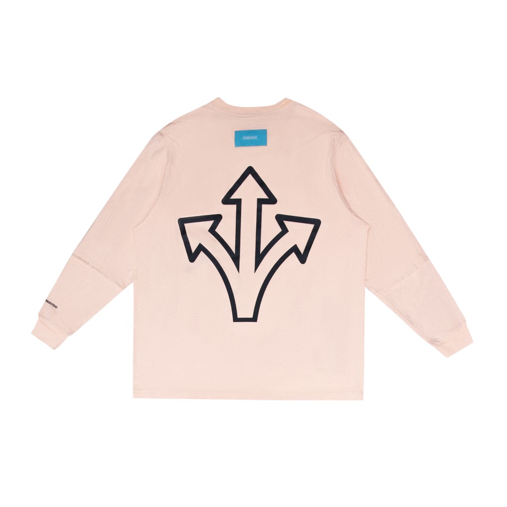 5THEWAY® /YILAC/ SQUARE LONG SLEEVE TEE™ in PALE PEACH aka Áo Thun Hồng Tay Dài