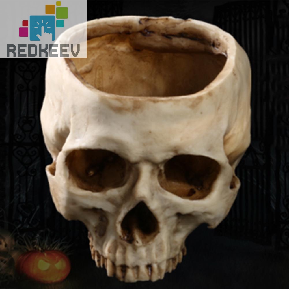 Chậu trồng cây bằng resin hình đầu lâu độc đáo