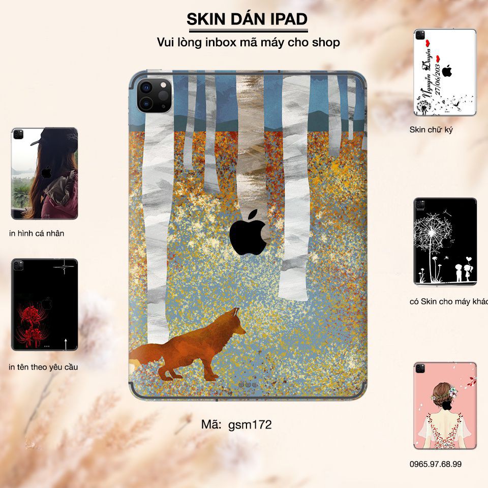 Skin dán iPad in hình Cáo mùa thu giả sơn mài -172 (inbox mã máy cho Shop)