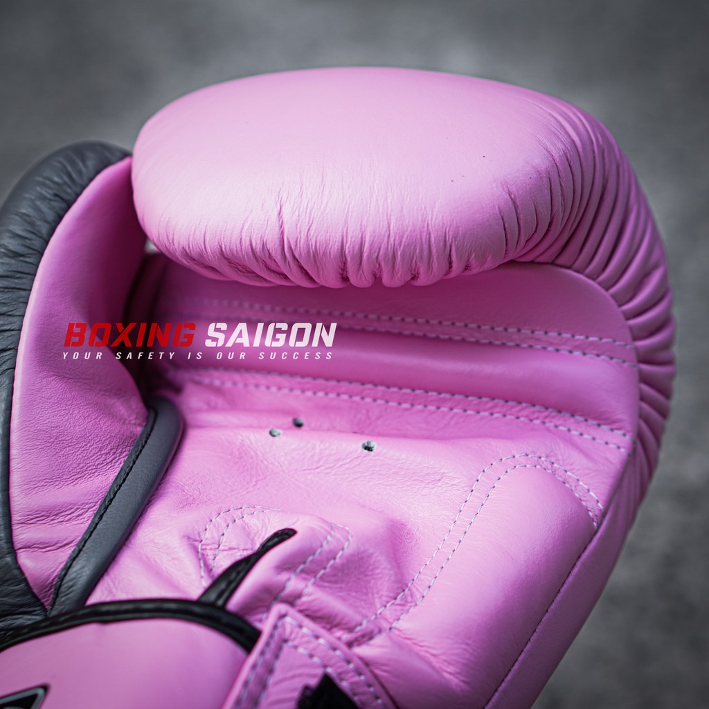 Găng tay boxing Twins Bgvl3-2TA Velcro - Hồng xám