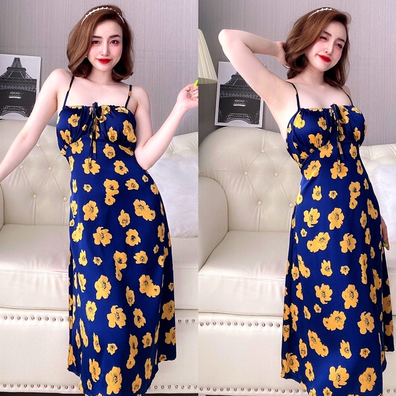 Đầm ngủ sexy mặc nhà LỤA LATIN rút nơ 2 dây cực sang và quyên rũ