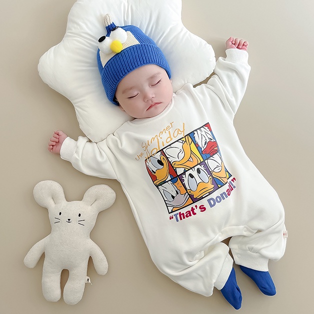 Bộ Áo Liền Quần Bằng Lông Cừu Họa Tiết Hoạt Hình Siêu Dễ Thương Thời Trang Thu Đông Cho Bé