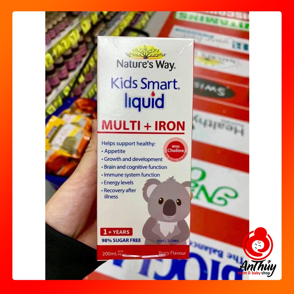 Nature's Way Kids smart Multi Iron Liquid - Bổ sung vitamin và khoáng chất tổng hợp cho trẻ từ 1 tuổi 200ml