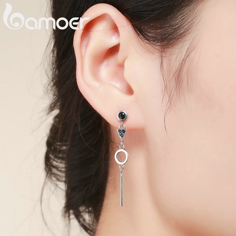 BAMOER Bông Tai HìNh HọC BạC 925 ThờI Trang