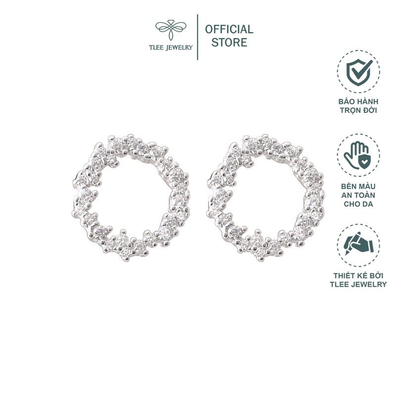 Khuyên tai bạc TLEE Blue sea nạm đá cao cấp, sang trọng TleeJewelry B0129