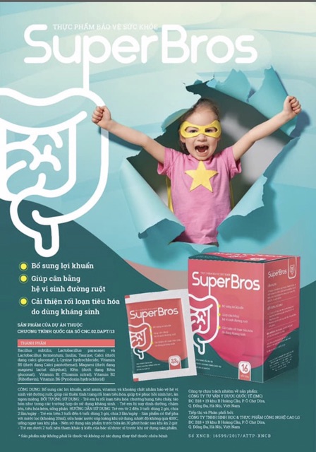 SuperBros - Bổ sung lợi khuẩn, thải độc ruột, cân bằng hệ vi sinh, tăng cường chức năng tiêu hoá