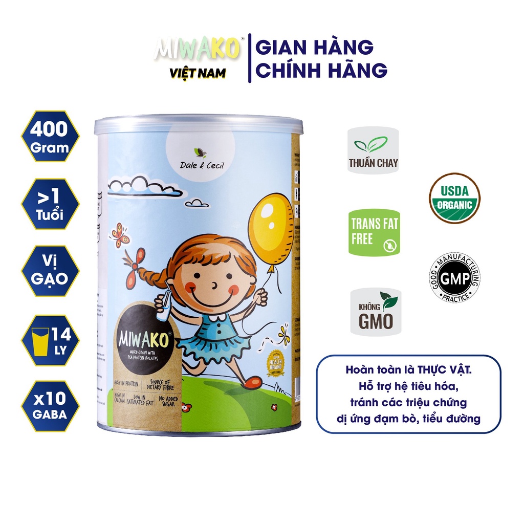 Sữa Công Thức Thực Vật Hữu Cơ Miwako Không Đường Vị Gạo 400g x 1 Hộp - Miwako Việt Nam - Sữa Công Thức Thực Vật