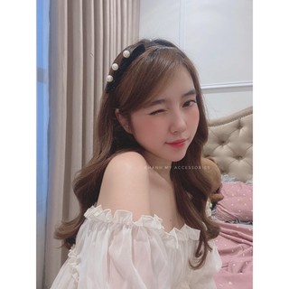 Cài tóc nhung mix ngọc ❤️ Bờm tóc nơ nhung mix ngọc siu xinh , phụ kiện tóc nữ